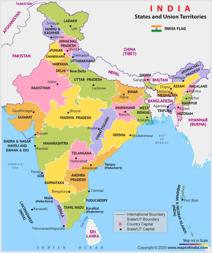 States and Capitals of India &ndash; List of 28 Indian States and 8 Indian Union Territories (2026)