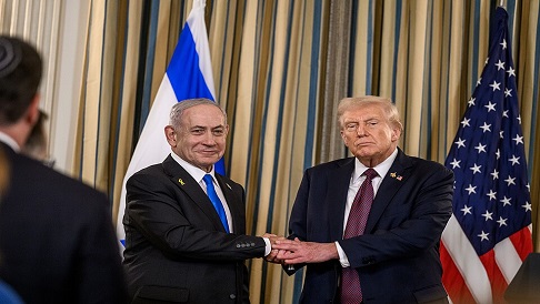Israeli Prime Minister Benjamin Netanyahu and US President Donald Trump during discussions over Gaza peace efforts